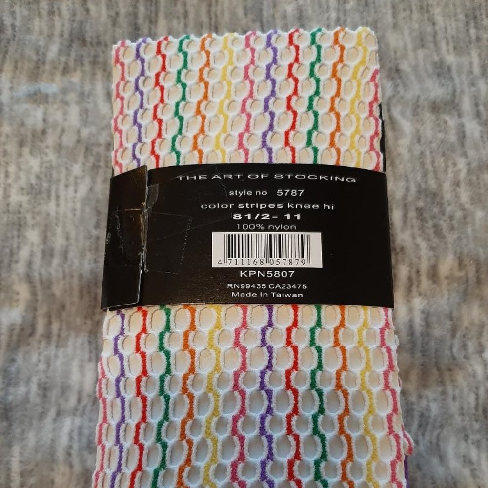 NWT Color stripes knee high "mesh" socks